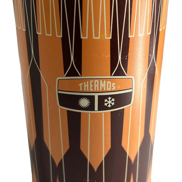MCM 1971 Metal Thermos Pint Size Orange and Brown Without Cap - Picture 3 of 8